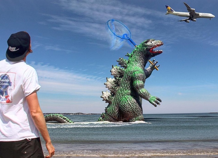 A Guy Won’t Stop Photoshopping Godzilla Into His Travel Photos, and It Makes Them 10 Times Better
